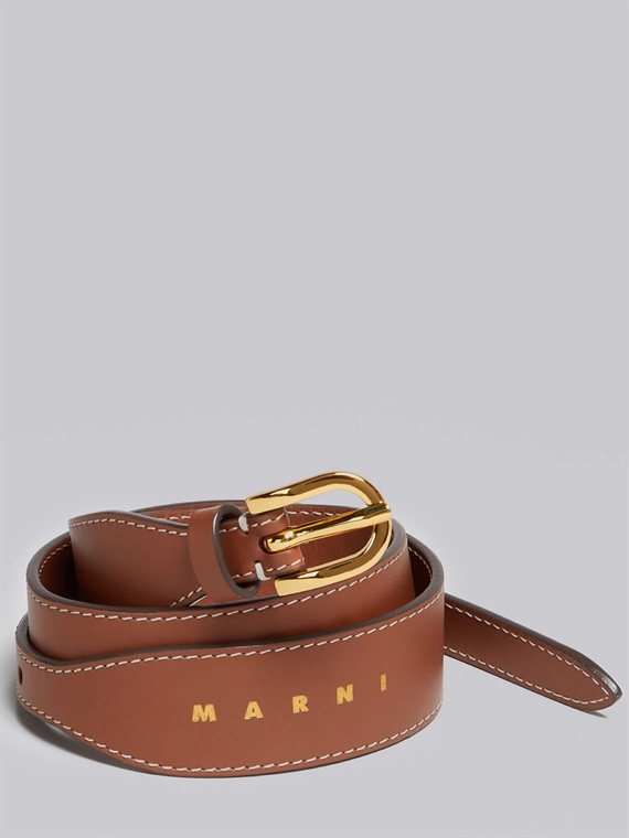 Marni Leather Belt, Maroon